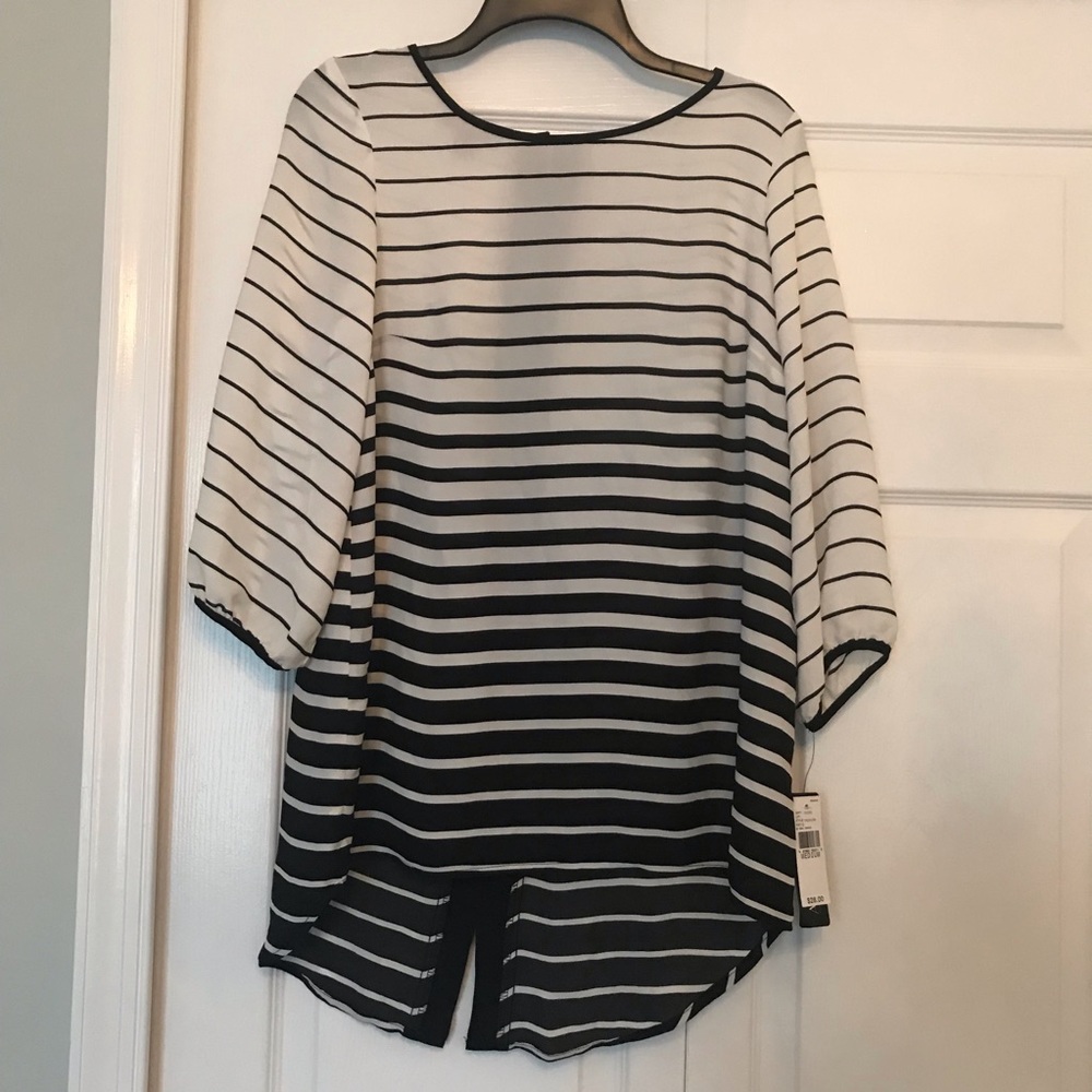 AGB Black & White Striped Loose Fit Blouse Size M